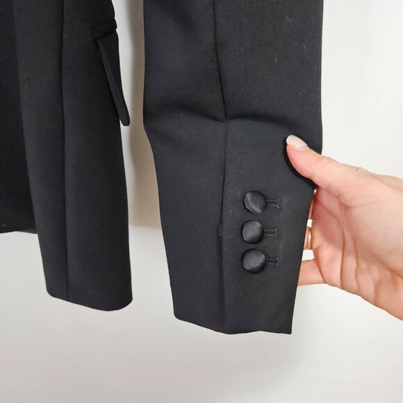 Zara Double Breasted Tailored Tuxedo Blazer Jacket XS Black 9064/940 - Picture 9 of 12